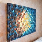 Handcrafted 3D Wooden Mosaic Wall Art / Abstract Geometric Wall Hanging