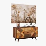 Geometric Mosaic Modern Wooden Sideboard & Credenza