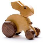 Handcrafted Wooden Rabbit Toy / Rolling Animal Push Toy & Showpiece