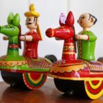 Handcrafted Traditional Wooden Ratha / Rolling Horse Rider Toys Set
