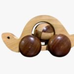 Handcrafted Wooden Turtle Toy / Rolling Animal Push Toy & Showpiece