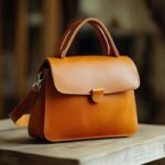 Classic Structured Tan Leather Handbag with Top Handle