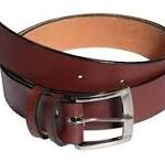 Classic Silver-Buckle Brown Leather Belt