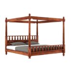 Classic Four-Poster Solid Wood Canopy Bed / Heritage Pillar Canopy Master Bed