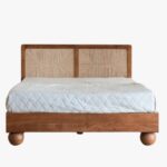 Nordic Rattan Insert Solid Wood Bed