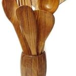 Handcrafted Wooden Cooking Utensils Set with Holder (Spun/Spoon Set)
