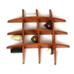 Handcrafted Wooden Curved Wall Shelf / Grid Display Rack