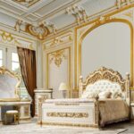 Baroque Ivory & Gold Palace Master Bedroom Suite