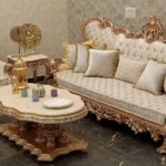 Royal Gold & White Carved Sofa Set / Luxury French Baroque Living Room Furniture