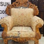 Handcarved Royal Wooden Armchair / Grand Carved Single Throne Sofa