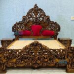 Maharaja Dark Wood Royal Carved Bed
