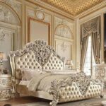 Chateau Royal Tufted Carved Master Bed / Palatial Baroque Upholstered Bed