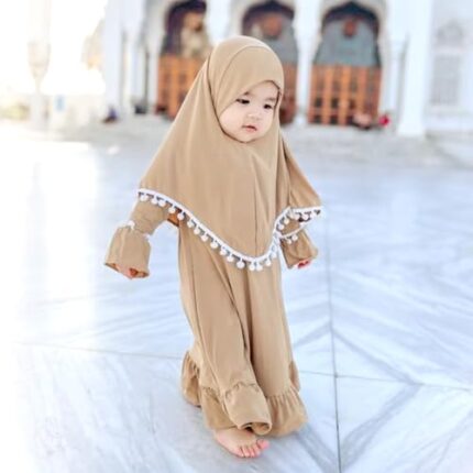 Kids Girls Islamic Abaya With Hijab