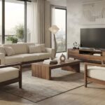 Modern Contemporary Wooden Living Room Sofa Set