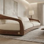 Modern Curved Wooden Frame Luxury Sofa