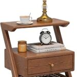 Modern Wooden Bedside Table and Nightstand with Drawer and Storage Basket | Bedroom Furniture