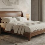 Modern Contemporary Wooden Platform Bed with Headboard