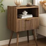 Modern Fluted Wooden Bedside Table and Nightstand with Open Shelf | Bedroom Furniture