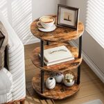 Rustic 3-Tier Round Side Table / Accent End Table for Living Room & Bedroom