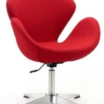 Modern Swivel Accent Chair / Tulip Lounge Chair with Chrome Star Base (Red)