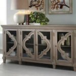 Vintage Carved Glass-Door Sideboard Buffet Credenza