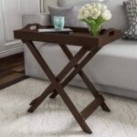 Foldable Wooden Tray Table / Portable Snack & Coffee Table with X-Frame Stand