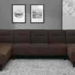 Modern U-Shaped Sectional Sofa / Large Family Lounge Sofa (Dark Brown)