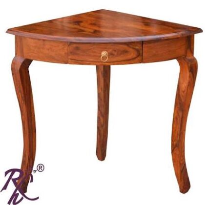Handcrafted Wooden Corner Table / Accent Table with Curved Legs