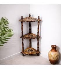 images (28) Handcrafted Wooden Corner Shelf / Multi-Tier Corner Display Stand