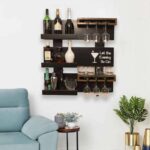 Modern Wall-Mounted Wooden Wine Rack and Liquor Display Shelf | Home Bar Storage