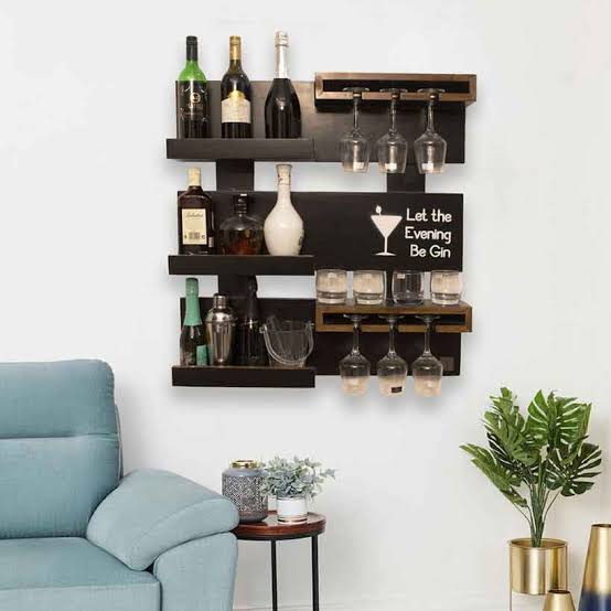 images (37) Modern Wall-Mounted Wooden Wine Rack and Liquor Display Shelf | Home Bar Storage - Image 1