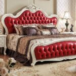 Royal Red Leatherette Tufted Wooden Luxury Double Bed | Master Bedroom Furniture