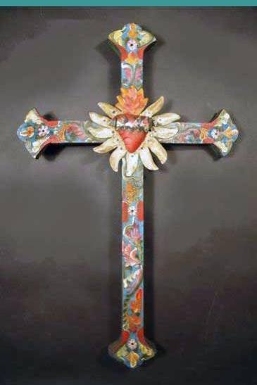 images (45) Handcrafted Decorative Wall Cross with Sacred Heart Motif / Artisanal - Image 1