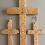 Handcrafted Wooden Wall Hanging Cross Set / Artisanal Carved Christian Home Decor