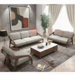 Modern Wooden Living Room Sofa Set with Center Table