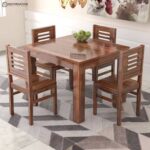 Classic Solid Wood 4-Seater Square Dining Set