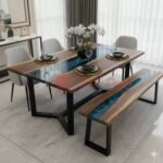 Premium Live-Edge Wood & Epoxy Resin Dining Table Set