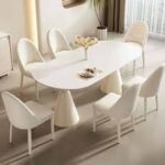 Modern Minimalist Oval Pedestal Dining Set