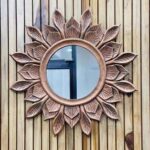 Handcrafted Wooden Sunflower / Lotus Petal Wall Mirror