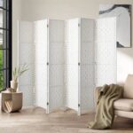 Modern White Wooden Louvered Room Divider / Partition Screen
